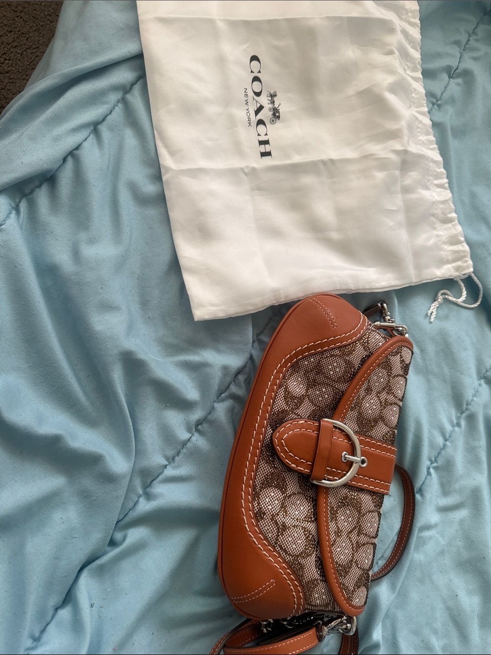 Coach Brown Signature Canvas & Saddle Leather Key/ Card Holder